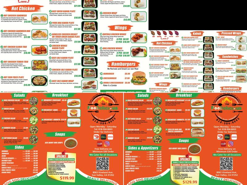 Cafe FooDelicious Menu