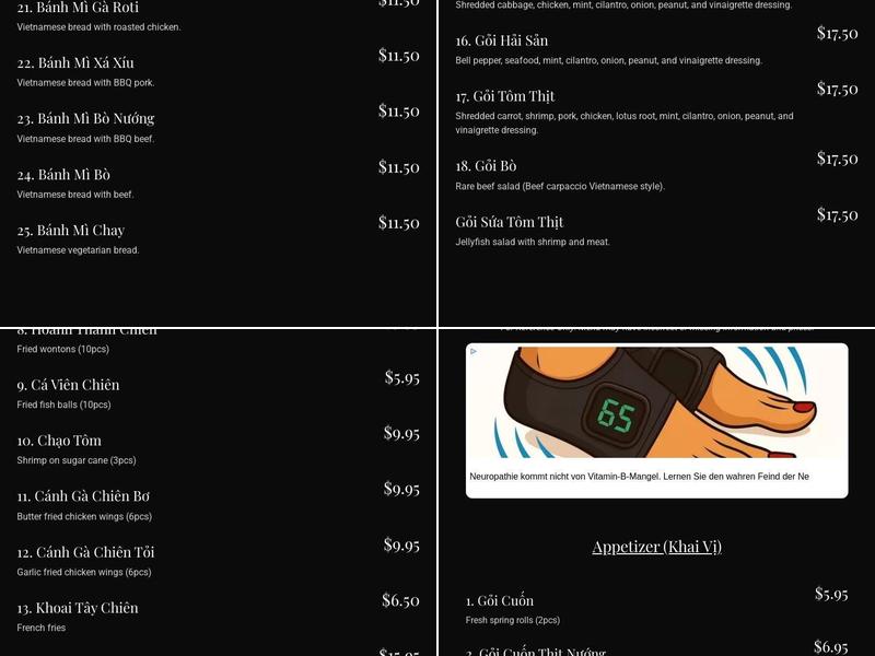 Á Dông Pho & Coffee Menu