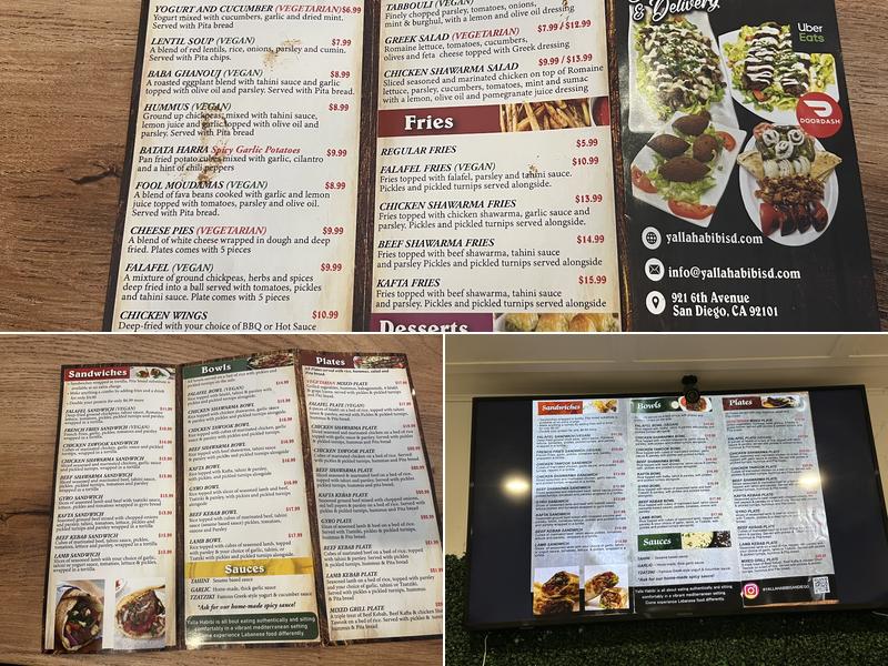 Yalla Habibi Menu