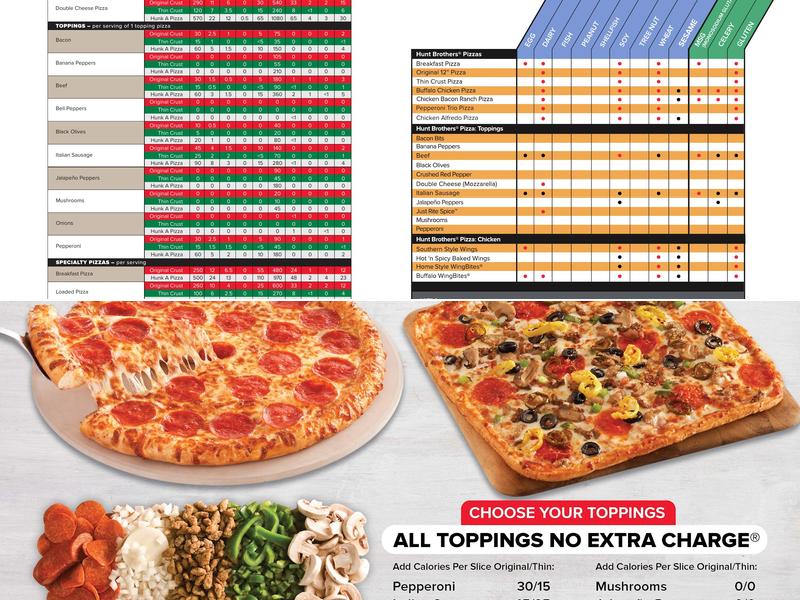 Hunt Brothers Pizza Menu
