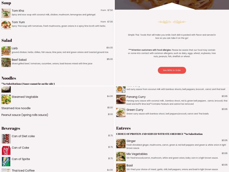 Rice Box Thai Menu