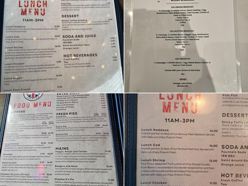 Fish and Chips Houston Menu