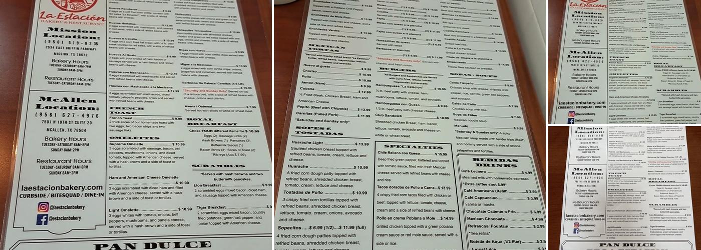 La Estacion Bakery Menu
