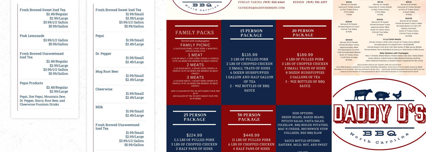 Daddy D's BBQ Menu