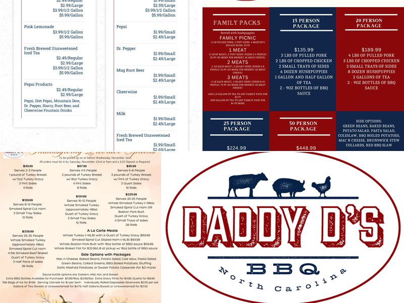 Daddy D's BBQ Menu