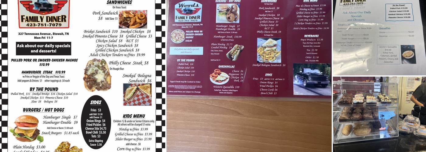 Woods family diner Menu