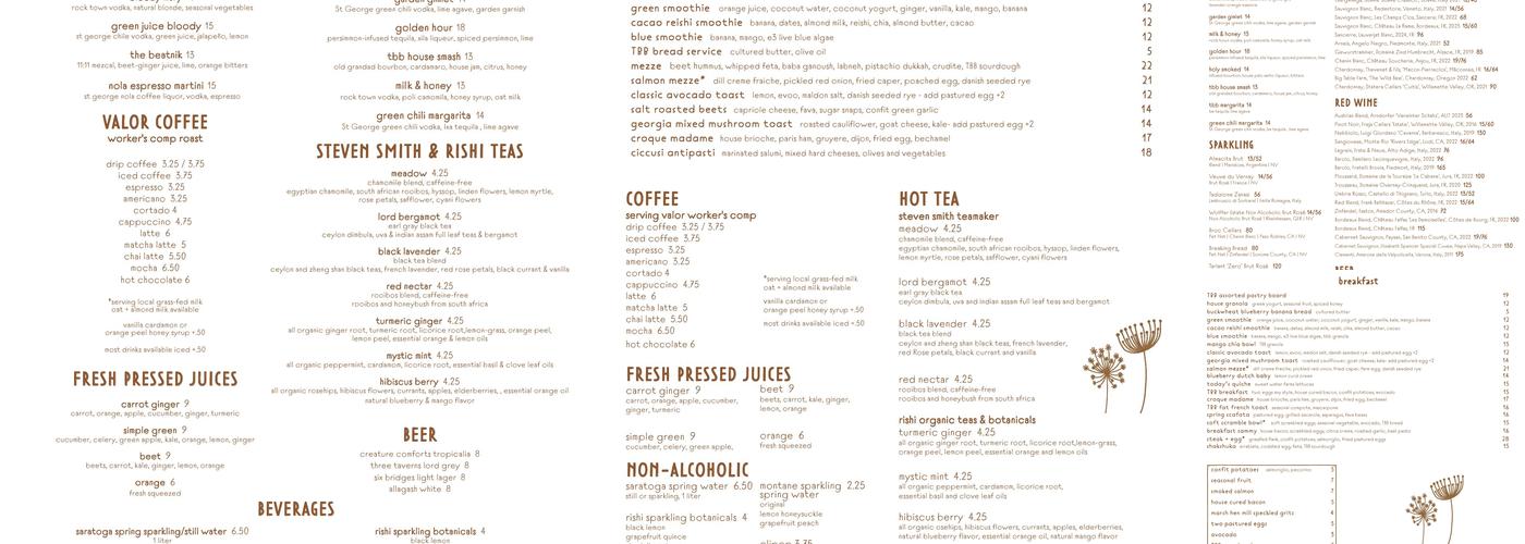 TBB 122 Menu