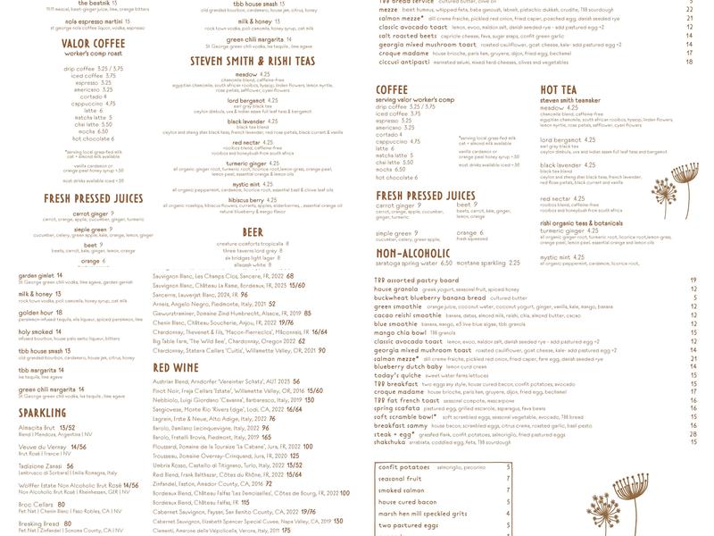 TBB 122 Menu