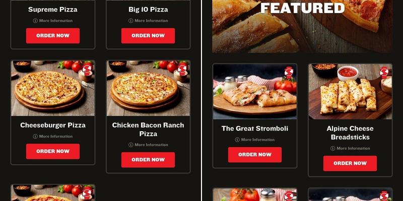 Simple Simon's Pizza Menu