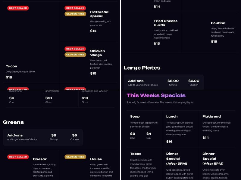 West St. Grille Menu