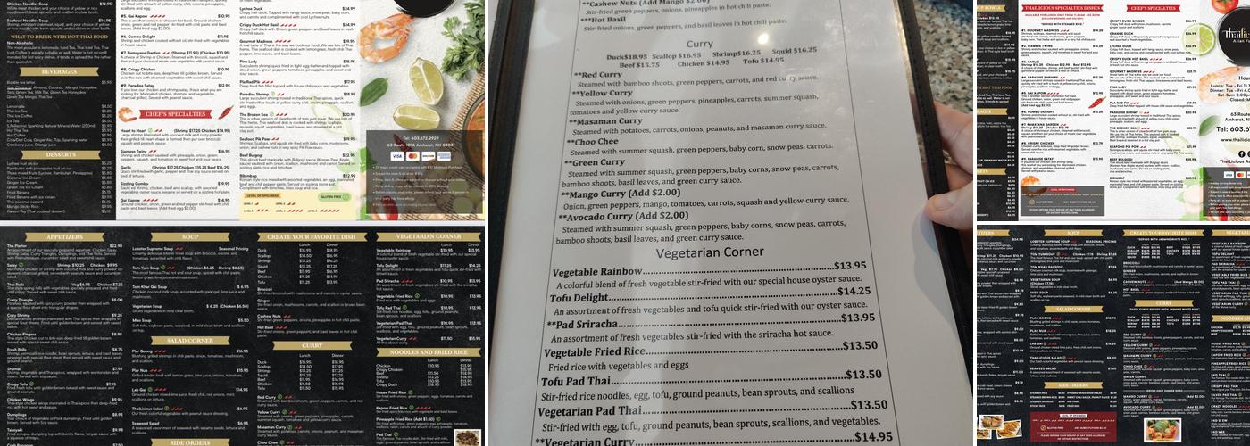 ThaiLicious Asian Fusion Menu