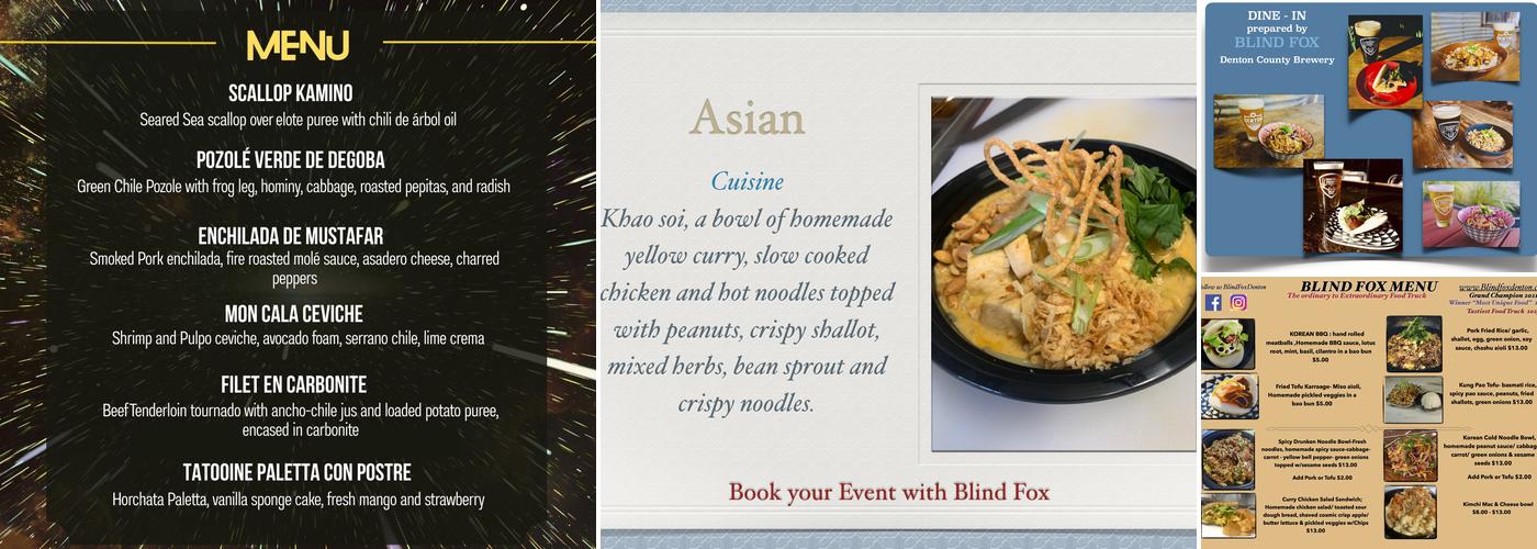 Blind Fox Denton Menu