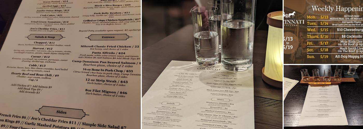 Cincinnati Distilling Menu