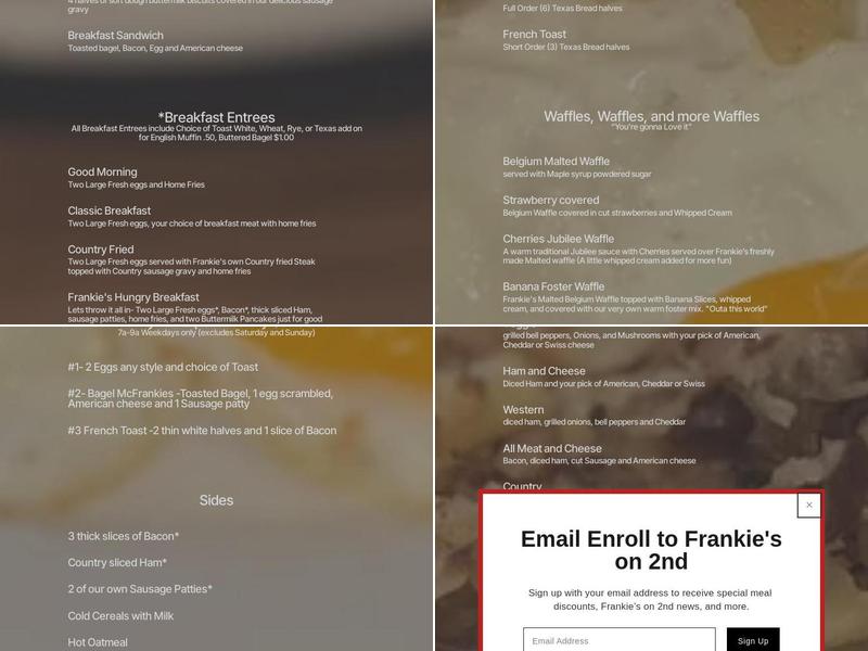 Frankie's on 2nd Menu