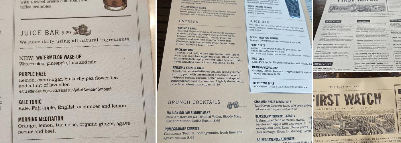 First Watch Menu