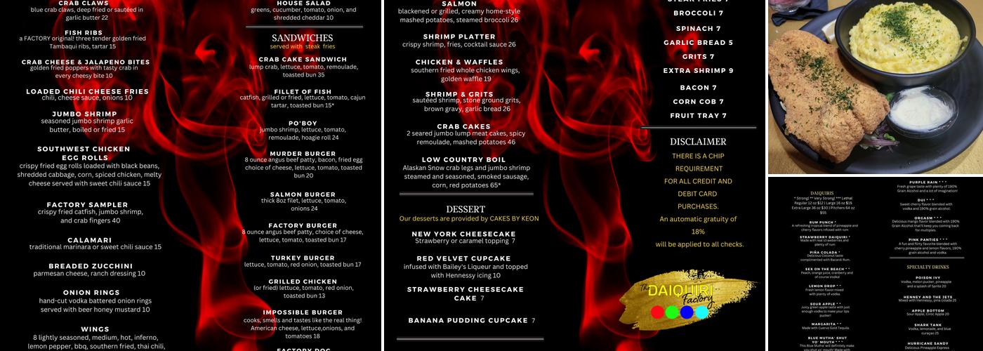 The Daiquiri Factory Menu
