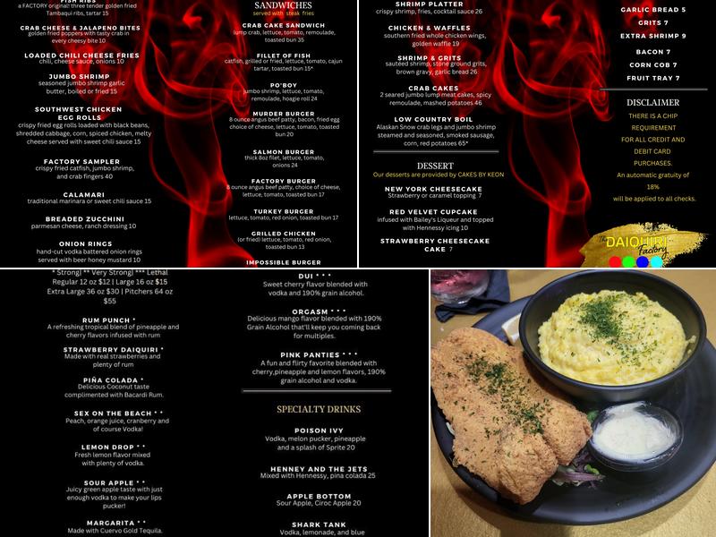 The Daiquiri Factory Menu