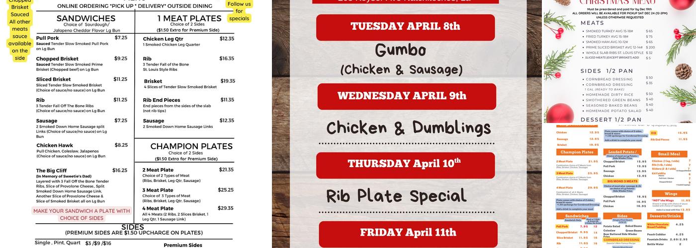 Sweetie’s Bar-B-Q Menu