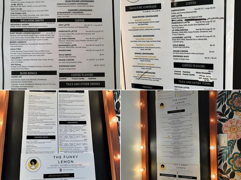 The Funky Lemon Menu