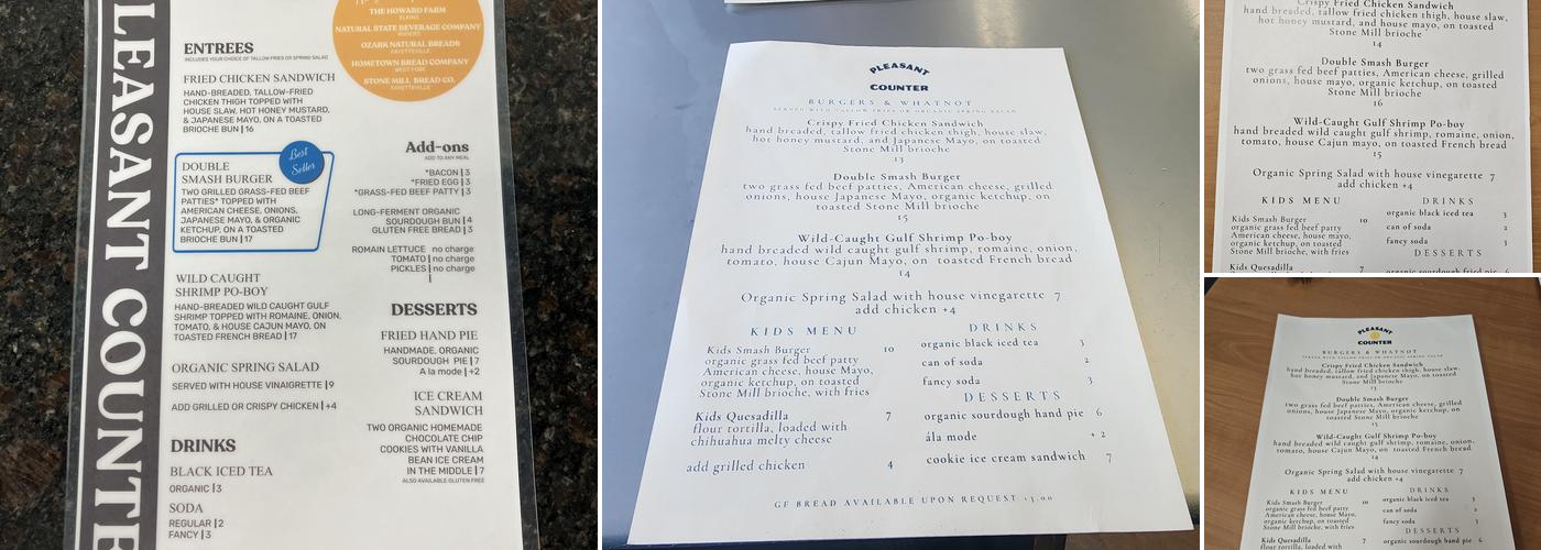 Pleasant Counter Menu