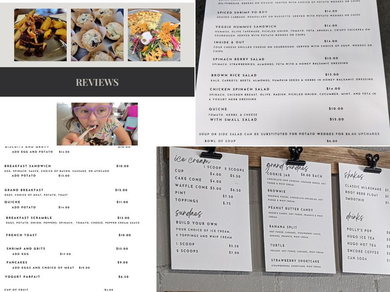 Simply Grand Kitchen and Creamery Menu