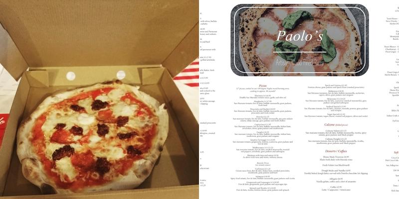 Paolos Pizza Restaurant Menu