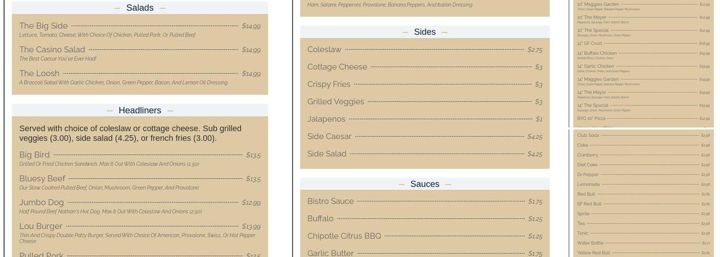 Jack's on Adams Menu