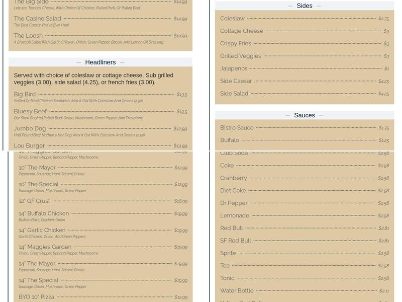 Jack's on Adams Menu