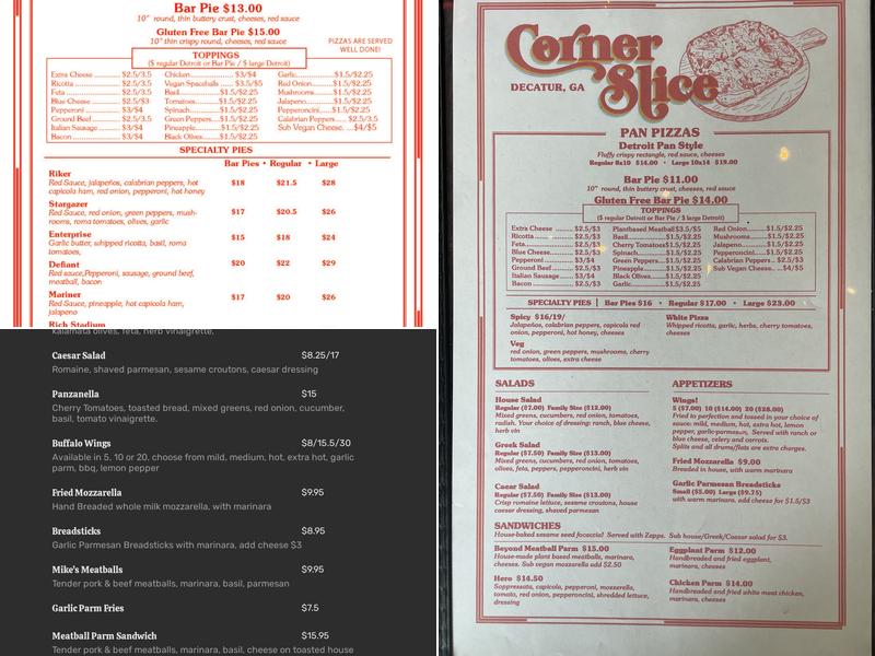 Corner Slice Menu
