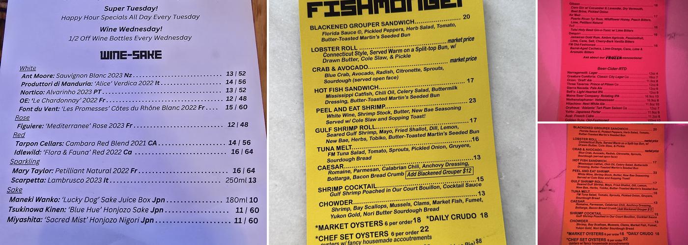 Fishmonger Menu