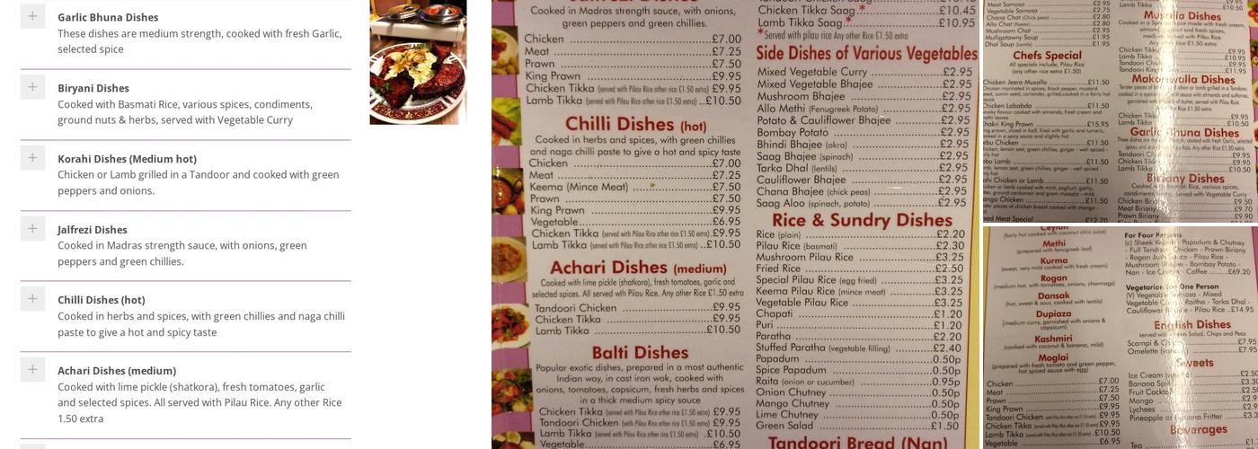 Heswall Tandoori Menu