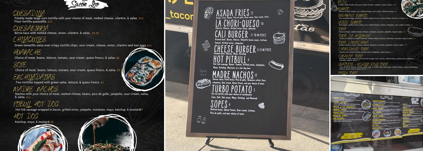 Taco'n Madre y Sazon Menu