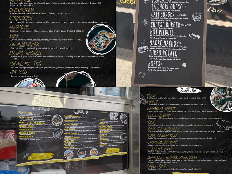 Taco'n Madre y Sazon Menu