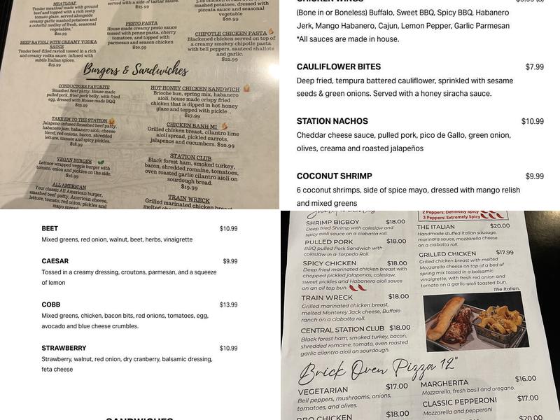 Central Station Bar and Grill Menu