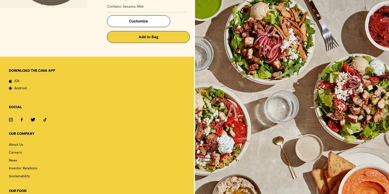 CAVA Menu
