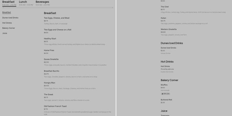 Rose's Kitchen Menu