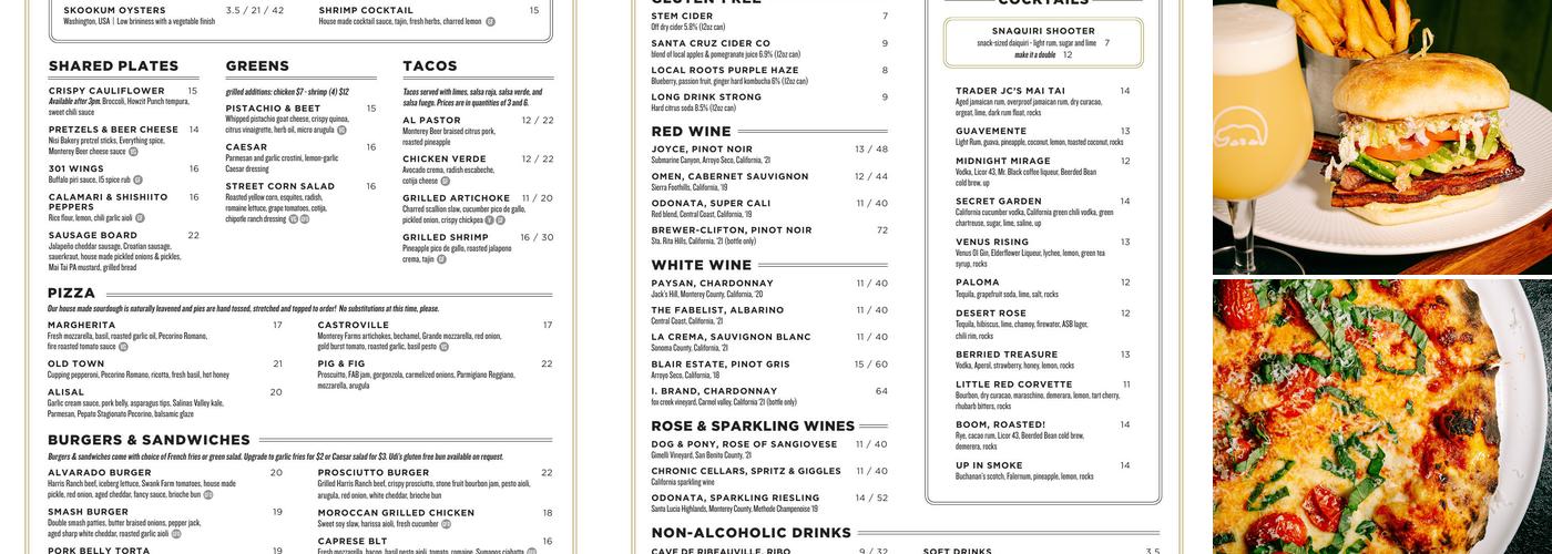 Alvarado Street Brewery Taproom Menu