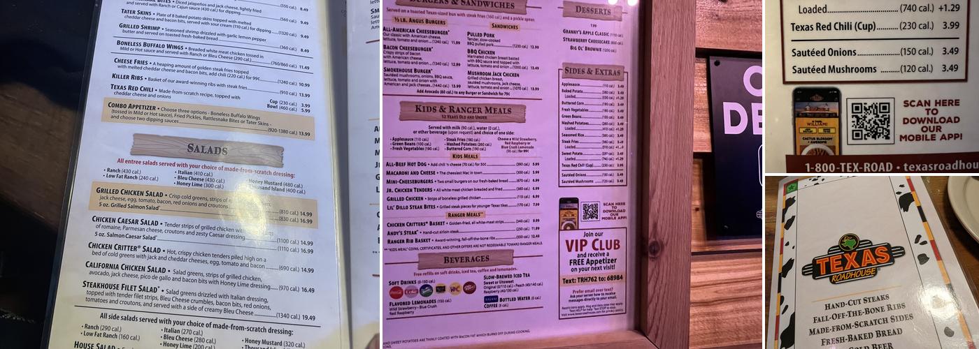 Texas Roadhouse Menu