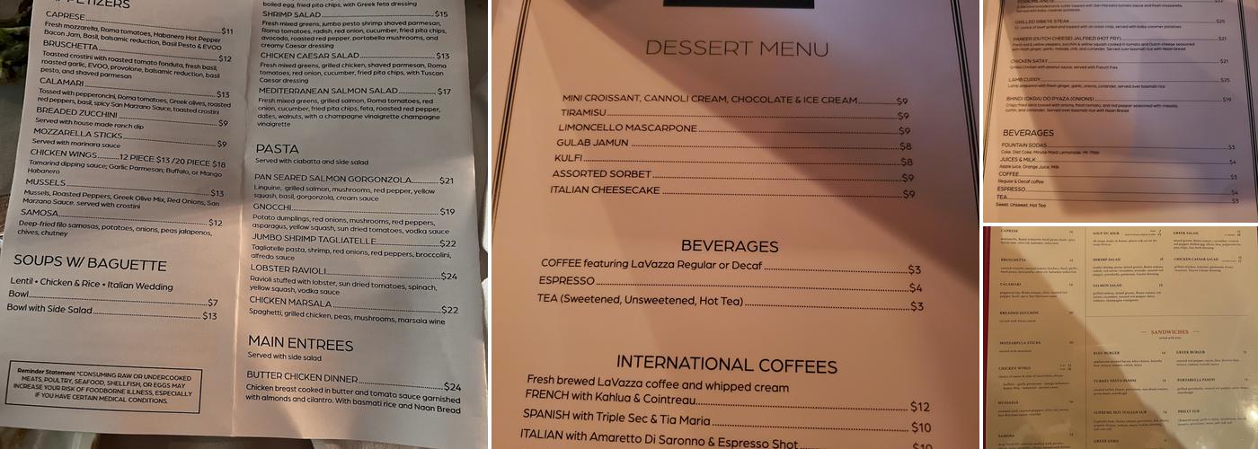 Fiorano restaurant Menu