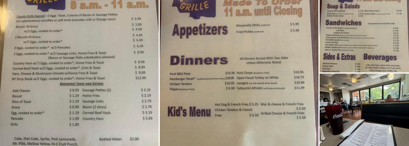 County Grille Menu