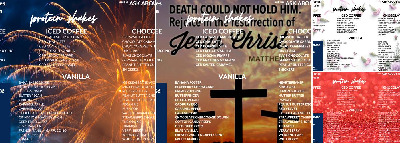 His Purpose Nutrition Menu