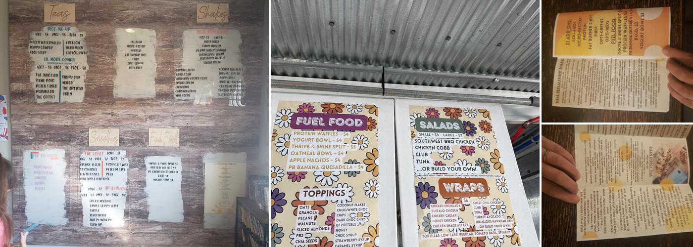 Thrive & Shine Health Bar Menu