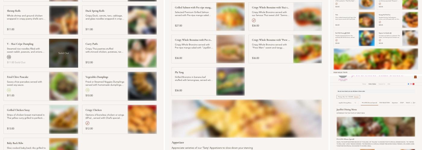 JaydSiri Thai Bistro Menu