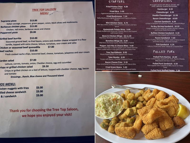 Tree Top Saloon Menu