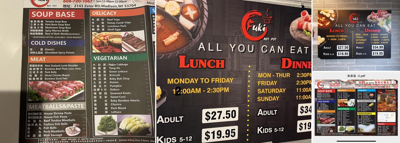 Fuki hot pot Menu