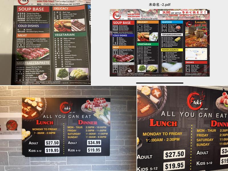 Fuki hot pot Menu