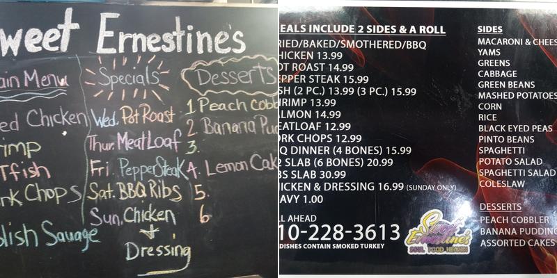 Sweet Ernestine's Menu