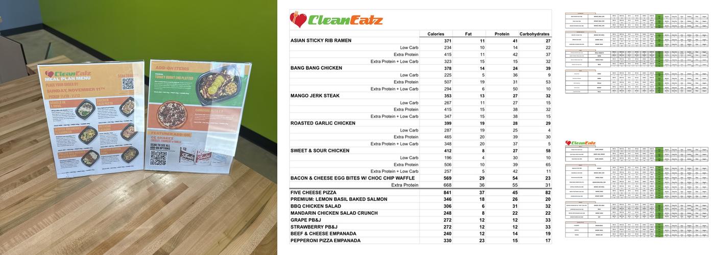 Clean Eatz Menu