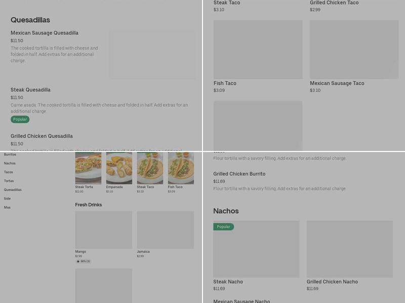 TACOS TORTILLAS Y MAS Menu