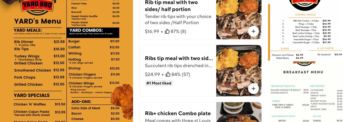 Yardbbq Menu